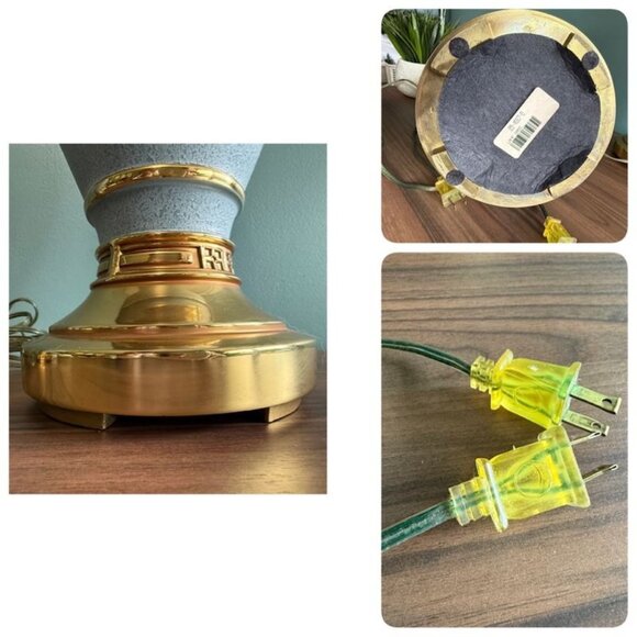 Vintage Ethan Allen Asian Blue Robins Egg & Gold Lamps 3 Way Set Of 2 EUC Works - Picture 9 of 10